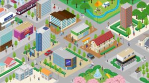 大手不動産会社様 街探索Webコンテンツ用 アイソメトリック街並みイラスト制作 - アイソメトリックイラスト制作事務所